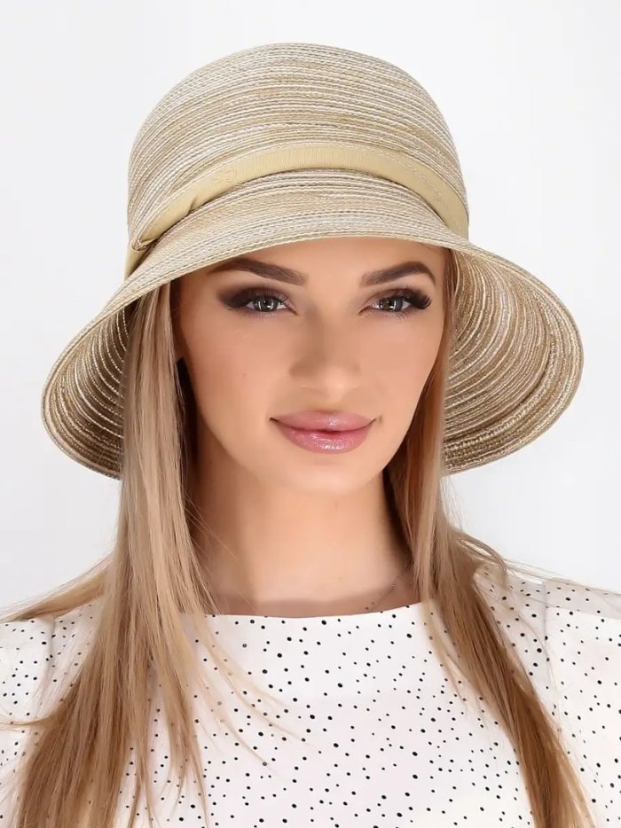 Шляпа женская летняя с узкими полями из хлопка белая