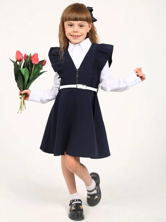 Сарафан школьный для девочки синий