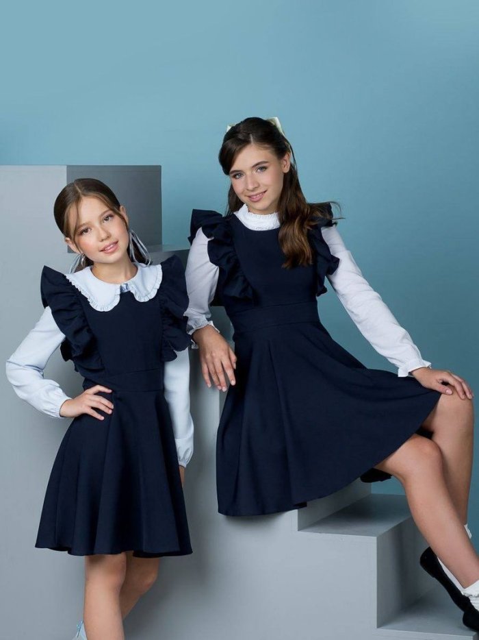 Сарафан школьный для девочки синий